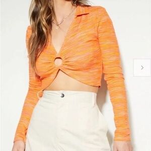 Rue 21 Orange long sleeve croptop